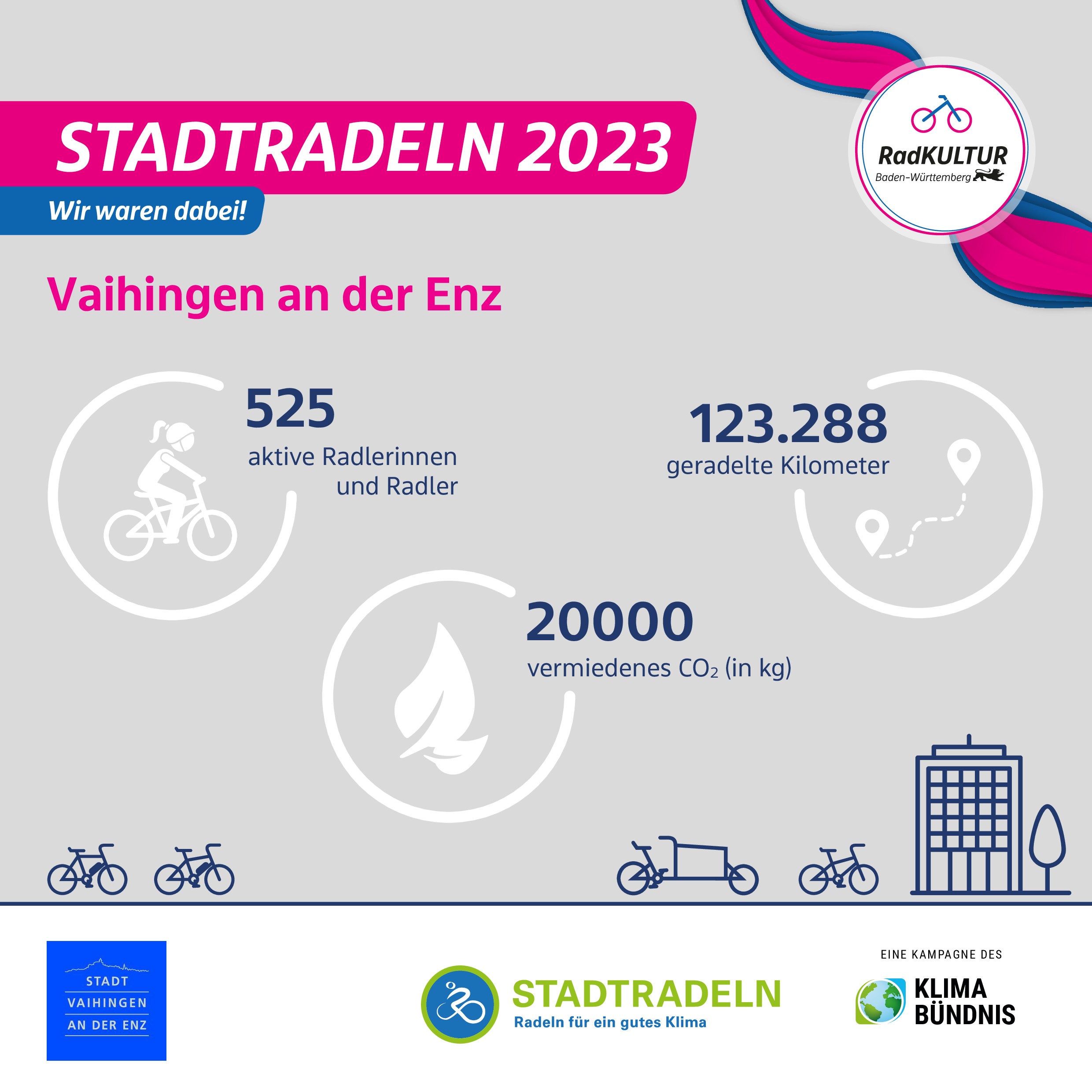 Grafik Auswertung STADTRADELN Vaihingen an der Enz 2023