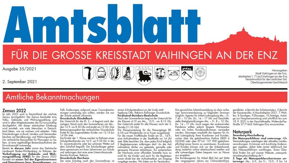 Titelblatt des Vaihinger Amtsblatts